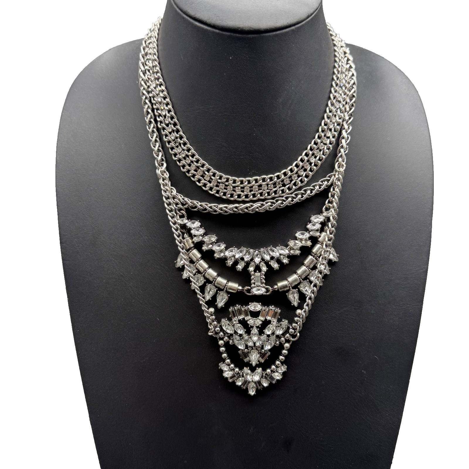 BaubleBar Silver-Tone Multi-Layer Statement Neckl… - image 1