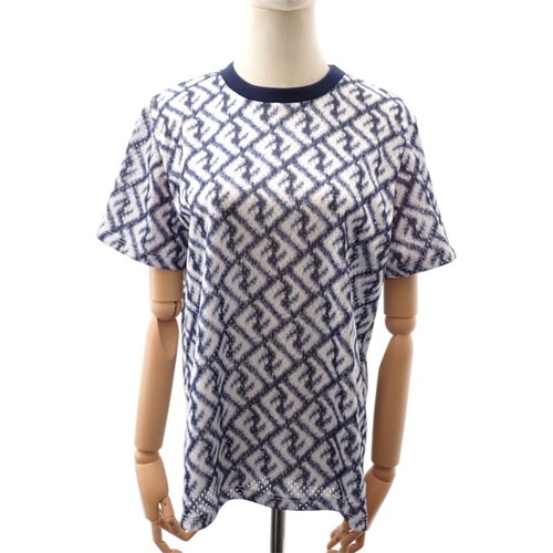 Fendi, FENDI Technical Mesh S FAF682AN66F1KRN Short Sleeve T Shirt Polyester Blue White