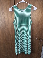 Old Navy Green Striped Knit Swing Dress Womens Size Small Sleeveless
