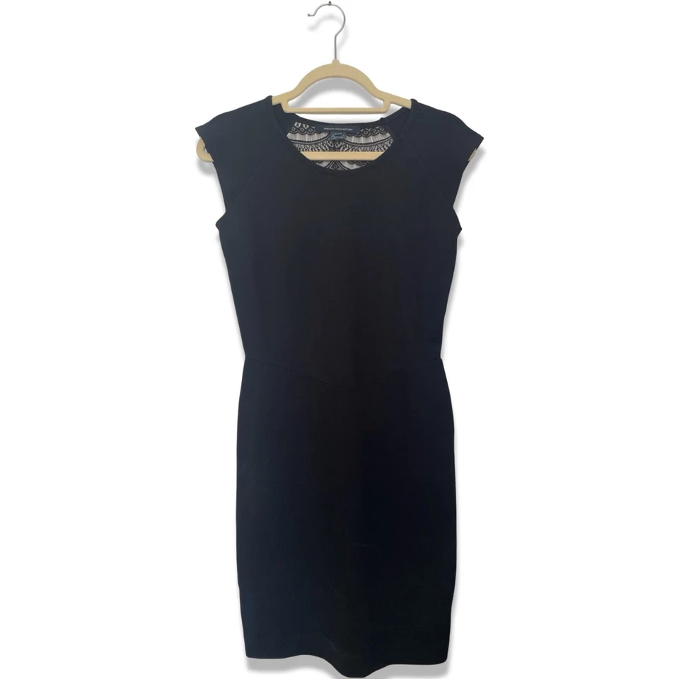 Vestido Vaina Panel Encaje Negro French Connection Talla US 10 Elegante Cóctel LBD Foto 2 de 4