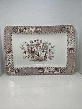 Sitka T. Hughes Burslem Ironstone 16"x14" Platter Brown Transfer Ware 1870s