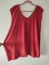 Womens short dress size 22 Aline Red summer Casual Sleeveless Cotton vneck