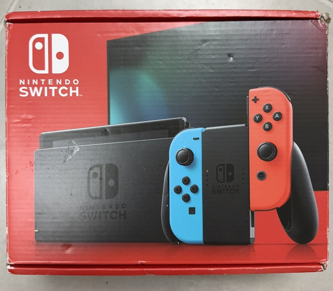 Nintendo Switch console system with neon blue & red Joy-Cons