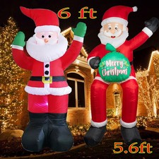 6FT/5.6FT Christmas Inflatables Santa Claus Yard Decor Inflatables W/ LED Lights