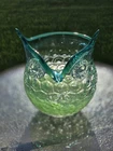 vintage art glass honeycomb patterned owl vase Trautman Glass or Blenko