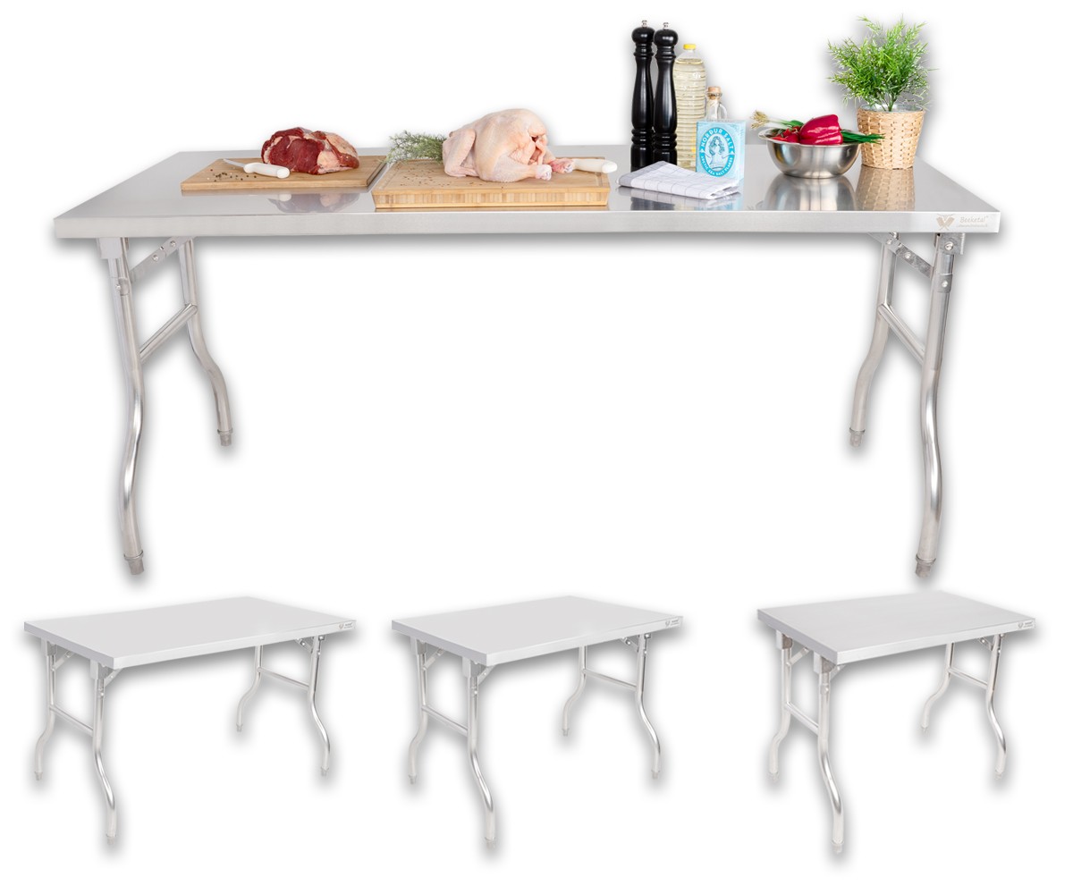 Klapptisch Küchentisch Campingtisch Tisch Arbeitstisch Edelstahl Gastro Beeketal