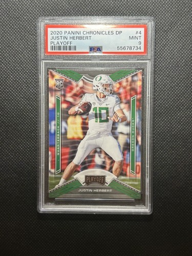 2020 Panini Chronicles Draft Picks - Playoff Draft Picks Justin Herbert #4 PSA 9 - Picture 3 of 4