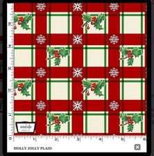 RETRO VINTAGE CHRISTMAS HOLLY JOLLY PLAID BY MICHAEL MILLER FABRIC COTTON HY