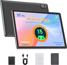 Android 15 Tablet 10 Inch 4G LTE Cellular Tablet Unlocked with SIM Card Slot,Oct