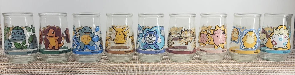 Vintage 1999 Welch's Pokémon Glass Jelly Jar COMPLETE Set of 9 - Image 2 of 4