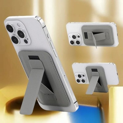Magnetic Card Holder Leather Wallet Case Universal Phone Card Pocket Cover Stand