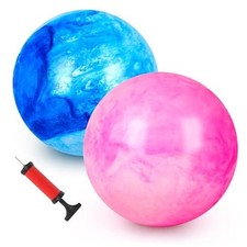 2PCS Inflatable Playground Balls, 8.7 Inch Marbleized Bouncy Balls Rubber