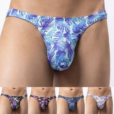 Herren Bedruckte Low Rise Tangas Unterwäsche Beutel G String T Rücken Weiches
