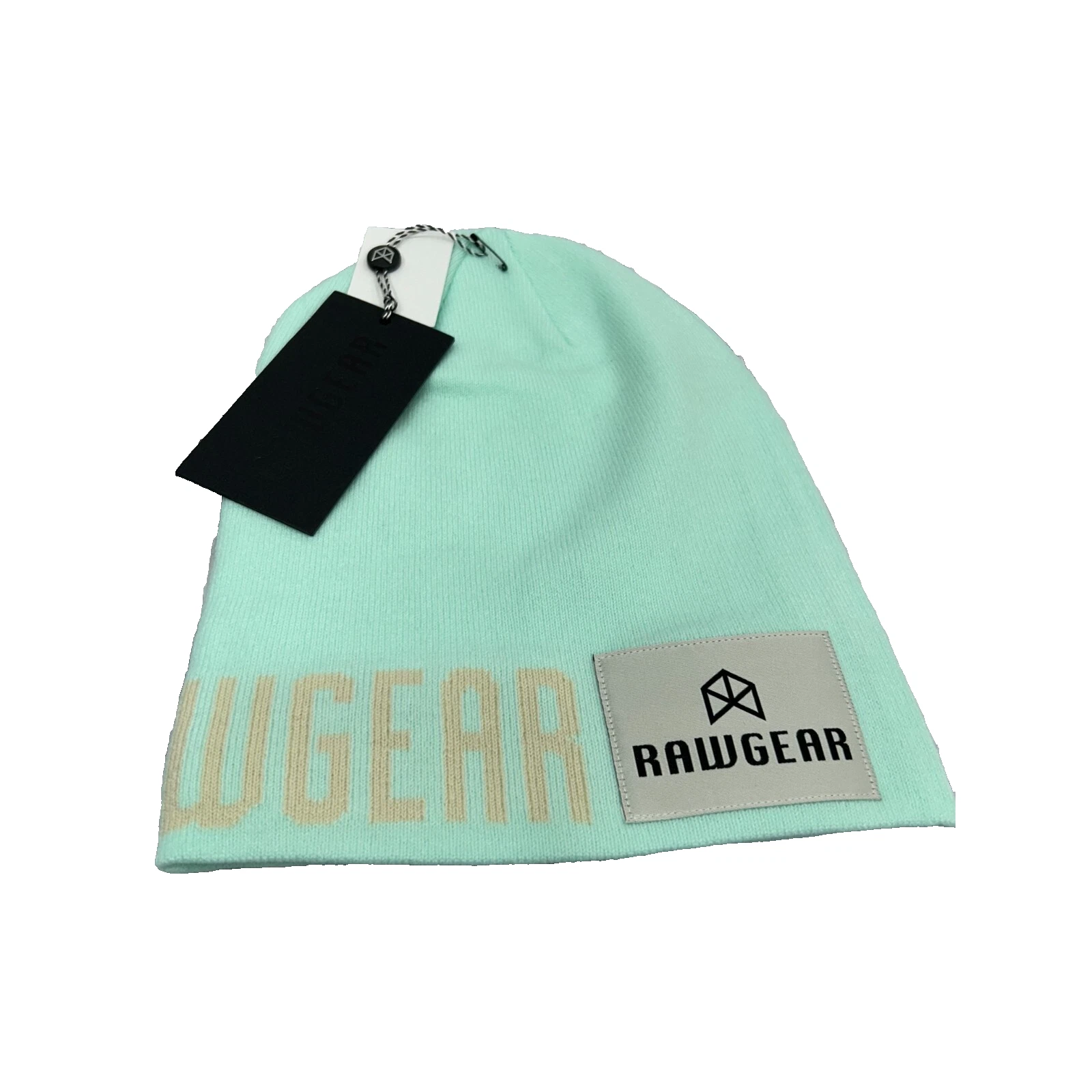 NWT RawGear RG623 Light Aqua Beanie Hat Unisex Streetwear Logo Knit Cap One Size
