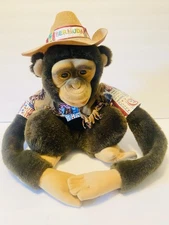 Vintage Hosung TOY Monkey Chimp Plush Hand Puppet 1994 Brown W/ Squeaker- 14in