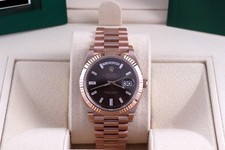 Rolex Day Date 40 Chocolate/Brown Baguette Rose Gold Box/Papers/Card 228235