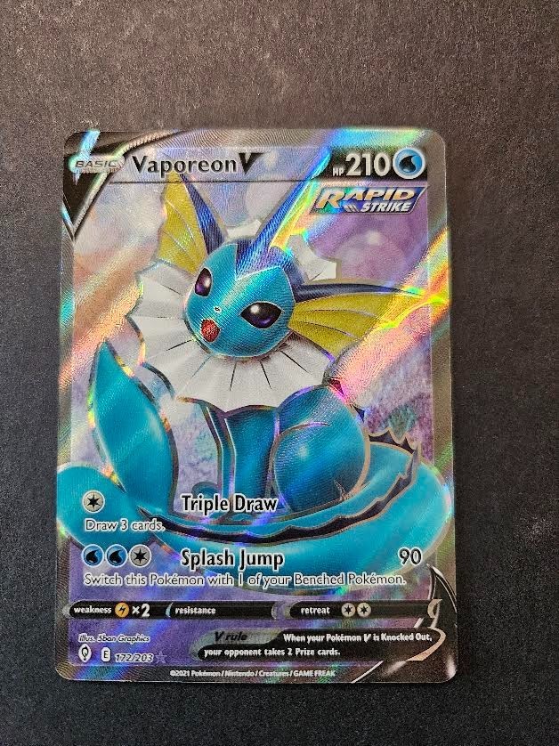 Pokémon Vaporeon V 172/203 Evolving Skies Ultra Rare Full Art HP 210 Mint/NM