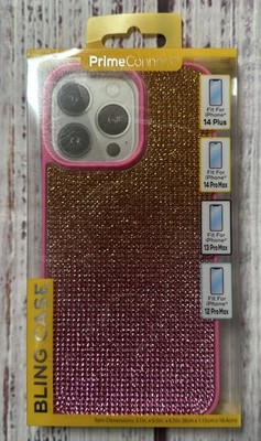 IPhone Case Prime Connect Bling Pink & Gold Fits 14 Plus 12,13,14 Pro Max Models