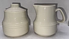 Vintage Creamer And Sugar Bowl Cream Colored 4.5” tall USA