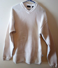 VTG c. 1980 IZOD COTTON WHITE SWEATER PULLOVER MADE IN USA SZ S