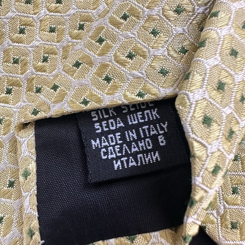 HUGO BOSS silk pattern necktie yellow Work Business - Picture 4 of 5