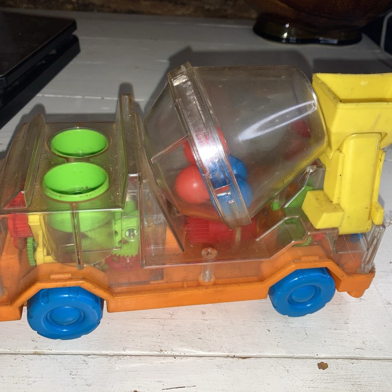 Vintage Clear Push-N-Go・Go Go Gears・Playskool Cement Truck 1980s・with MIXER! 
