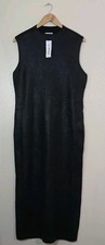 The Drop Womens Jodi Mock Neck Dress Sweater Maxi XL BLACK FOIL
