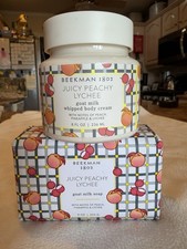 Beekman 1802 2-Piece Juicy Peachy Lychee Set, Large 9 oz Soap & 8 oz Body Cream