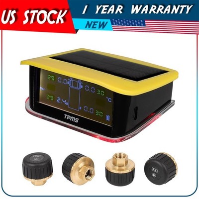 Yellow RV Tire Pressure Sensor 1 Pc TPMS Solar Monitor 4Pc Sensors w/Alarm Modes