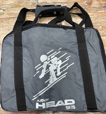 Vintage 1990s AMF Head Skis Gear Bag With Skier Graphics Gray Black Dead Stock 
