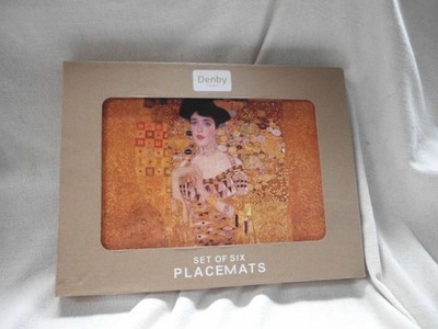 DENBY BOX TISCHSETS ORANGE COLOURWAY GUSTAV KLIMT ADELE BLAUCHBAUER (6)