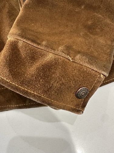 RARE! Vintage Schott Western Rancher Suede Trucker Jacket Brown 44 Two Pocket - Picture 6 of 15