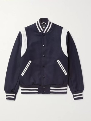 GOLDEN BEAR The Hayes Leather-Panelled Wool-Blend Varsity Jacket Raplica