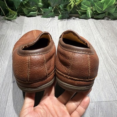 LL Bean Elkhide Leather Slippers Mens 10 Brown Slip On Moc 