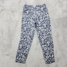 Jessica Simpson Pants Womens S Blue Floral Viscose Twill Ankle Pull On Casual