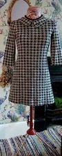 Vintage style black & white houndstooth knitted tunic dress size 4 - 6 Mango