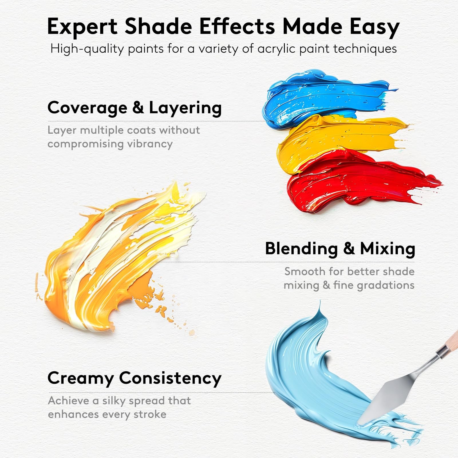 Acrylic Paint Set, 24 Colors (2 oz/Bottle) with 12 Art Brushes, Art Supplies for