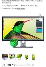 Dell UltraSharp 8K 32 inch Monitor - UP3218K Read Description LOOK NICE