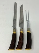 Westall Richardson Carving Set Faux Antler Handle Ever Sharp Sheffield