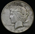 1924-S Peace Dollar 90% Silver -  XF #D6