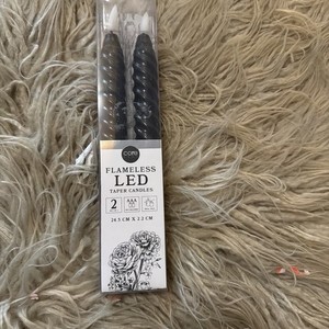 core Flameless LED Taper Candles Black 2 Pack 24.5cm H240-BLACK