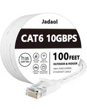 Jadaol Cat 6 Ethernet Cable 100 ft, Outdoor & Indoor 10Gbps