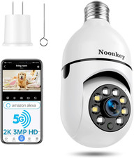 2K/3MP Light Bulb Security Camera, 5G 2.4Ghz Wifi Alexa E27 360 Light Socket C