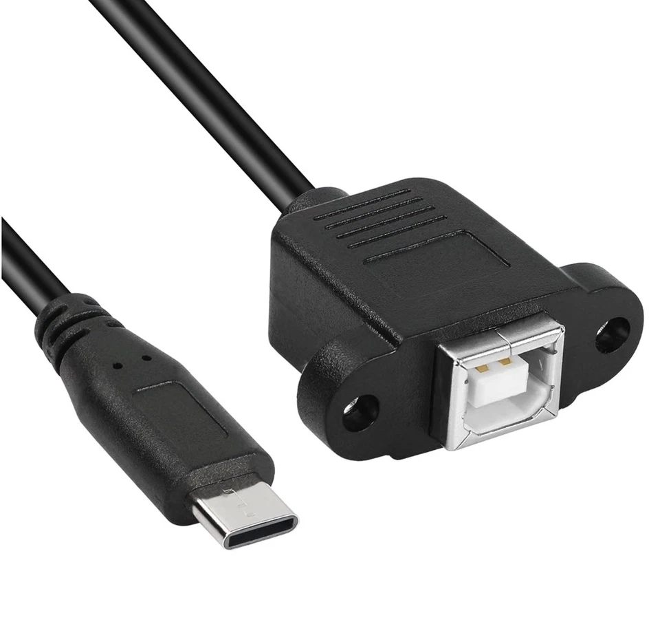 USB C Male to USB B Female Panel Mount Extension Cable 0.5m - Image 2 of 4