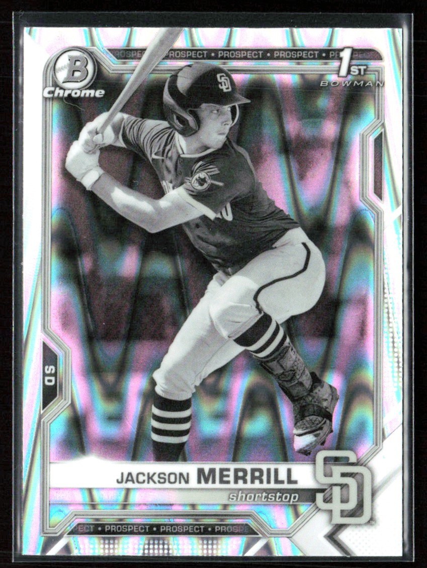 Jackson Merrill 2021 Bowman Draft Chrome 1st Black & White Raywave #BDC-119 San