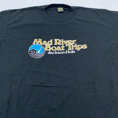 vintage 80s MAD RIVER BOAT TRIPS JACKSON HOLE T-Shirt M/L Wyoming water vacation