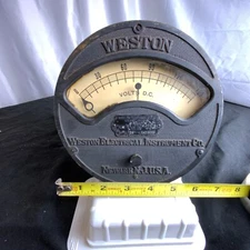 Antique Large Weston Electrical DC Volts Gauge Model 24 Railroad meter 6.5”