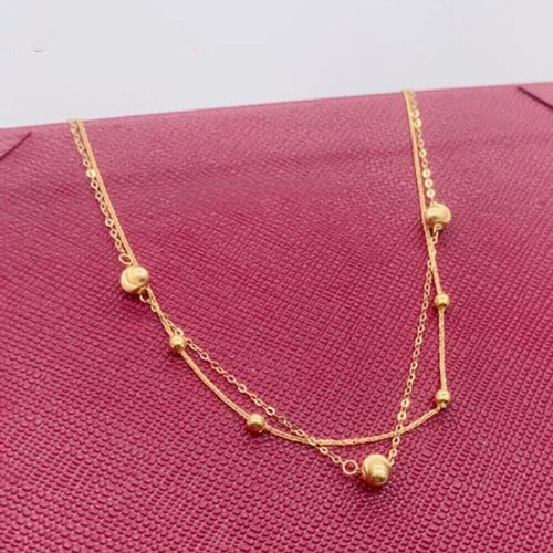 aU750 18K Gelbgold Kette dünne Perlen Weizen O Gliederarmband 6,4-7,8 Zoll - Bild 5 von 5