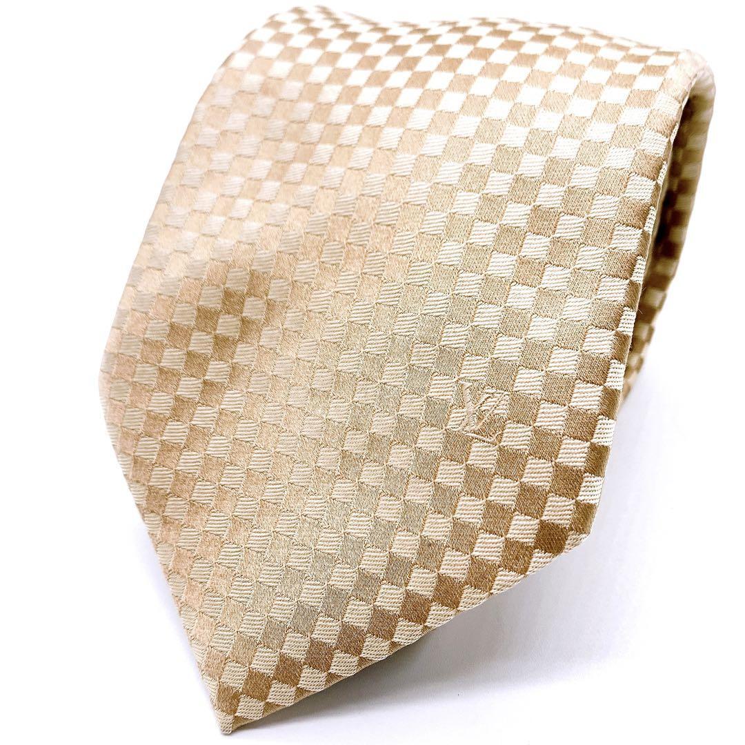 Louis Vuitton ゴールド　ネクタイ Louis Vuitton Tie Micro Damier LV Logo Gold Men's Tie | eBay