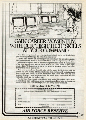 1984 Vintage Print Ad US Air Force Reserve A Great Way To Serve High Tech Skills
